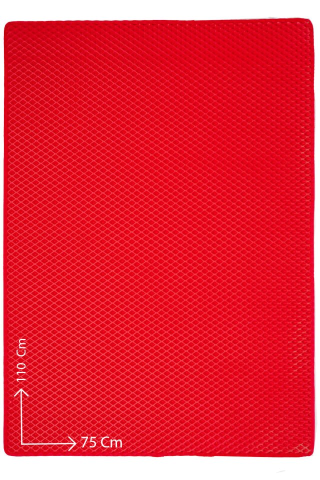 (75X110 CM) HÜCRELİ KEDİ KUMU PASPASI KEDİ MATI KEDİ TUVALET ÖNÜ PASPASI Kırmızı