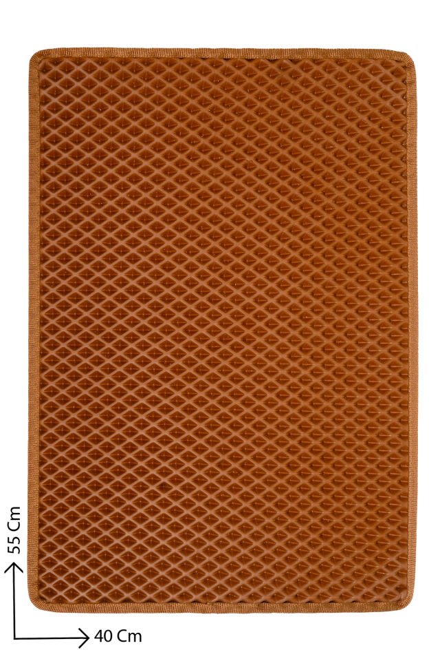 (40X55 CM) HÜCRELİ KEDİ KUMU PASPASI KEDİ MATI KEDİ TUVALET ÖNÜ PASPASI Kahverengi