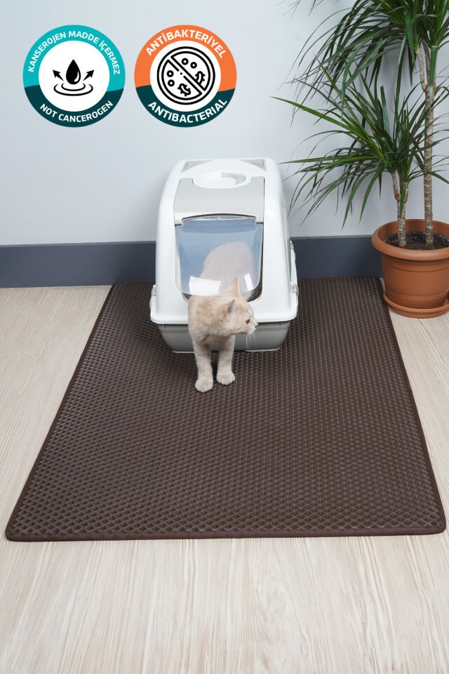 (100X110 CM) HÜCRELİ KEDİ KUMU PASPASI KEDİ MATI KEDİ TUVALET ÖNÜ PASPASI Koyu Kahve