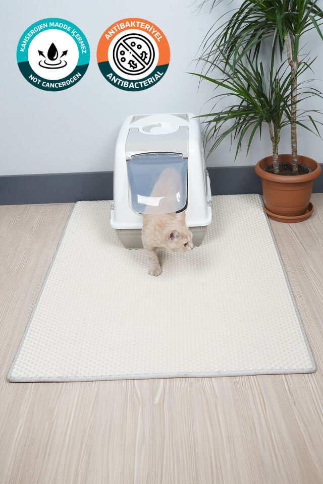 (110X150 CM) HÜCRELİ KEDİ KUMU PASPASI KEDİ MATI KEDİ TUVALET ÖNÜ PASPASI Beyaz