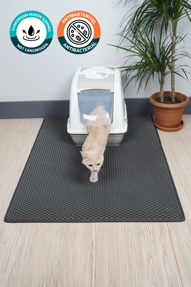 (110X150 CM) HÜCRELİ KEDİ KUMU PASPASI KEDİ MATI KEDİ TUVALET ÖNÜ PASPASI Koyu Gri