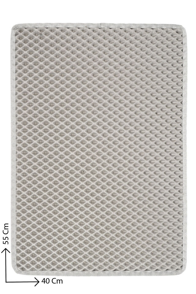 (40X55 CM) HÜCRELİ KEDİ KUMU PASPASI KEDİ MATI KEDİ TUVALET ÖNÜ PASPASI Açık Gri