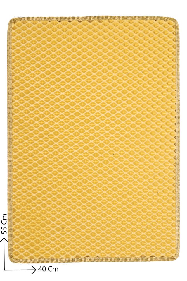 (40X55 CM) HÜCRELİ KEDİ KUMU PASPASI KEDİ MATI KEDİ TUVALET ÖNÜ PASPASI Açık Krem