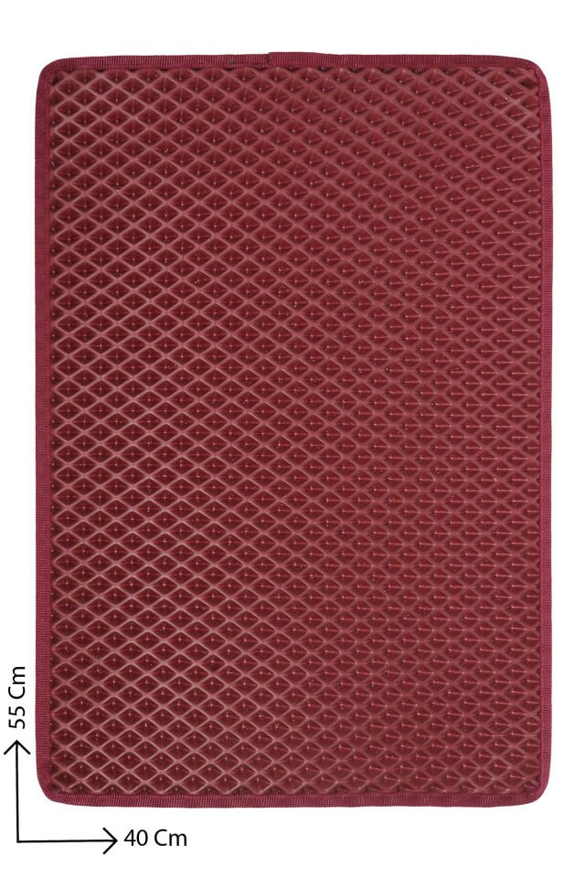 (40X55 CM) HÜCRELİ KEDİ KUMU PASPASI KEDİ MATI KEDİ TUVALET ÖNÜ PASPASI Bordo
