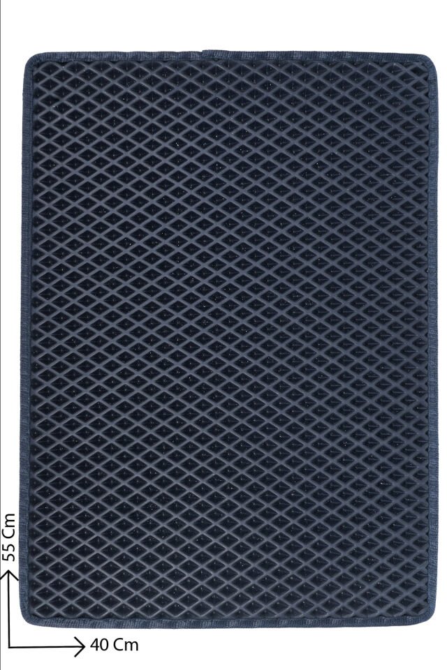 (40X55 CM) HÜCRELİ KEDİ KUMU PASPASI KEDİ MATI KEDİ TUVALET ÖNÜ PASPASI Lacivert