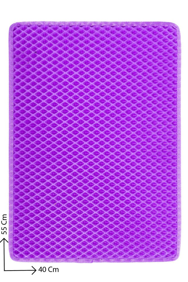 (40X55 CM) HÜCRELİ KEDİ KUMU PASPASI KEDİ MATI KEDİ TUVALET ÖNÜ PASPASI Mor