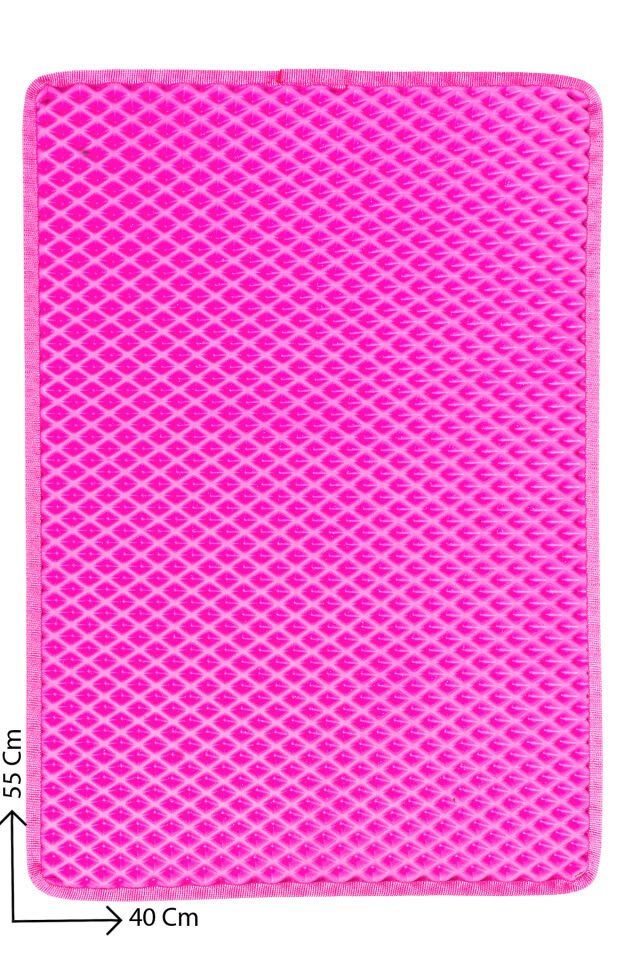 (40X55 CM) HÜCRELİ KEDİ KUMU PASPASI KEDİ MATI KEDİ TUVALET ÖNÜ PASPASI Pembe