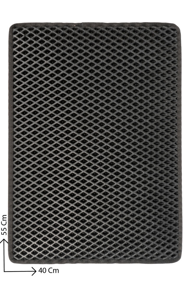 (40X55 CM) HÜCRELİ KEDİ KUMU PASPASI KEDİ MATI KEDİ TUVALET ÖNÜ PASPASI Siyah