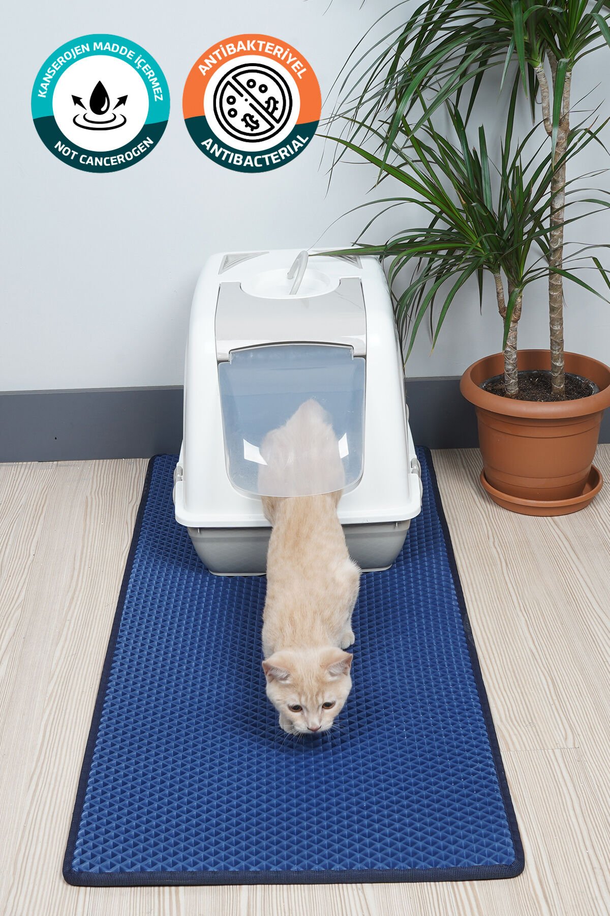 (50X110 CM) HÜCRELİ KEDİ KUMU PASPASI KEDİ MATI KEDİ TUVALET ÖNÜ PASPASI Lacivert