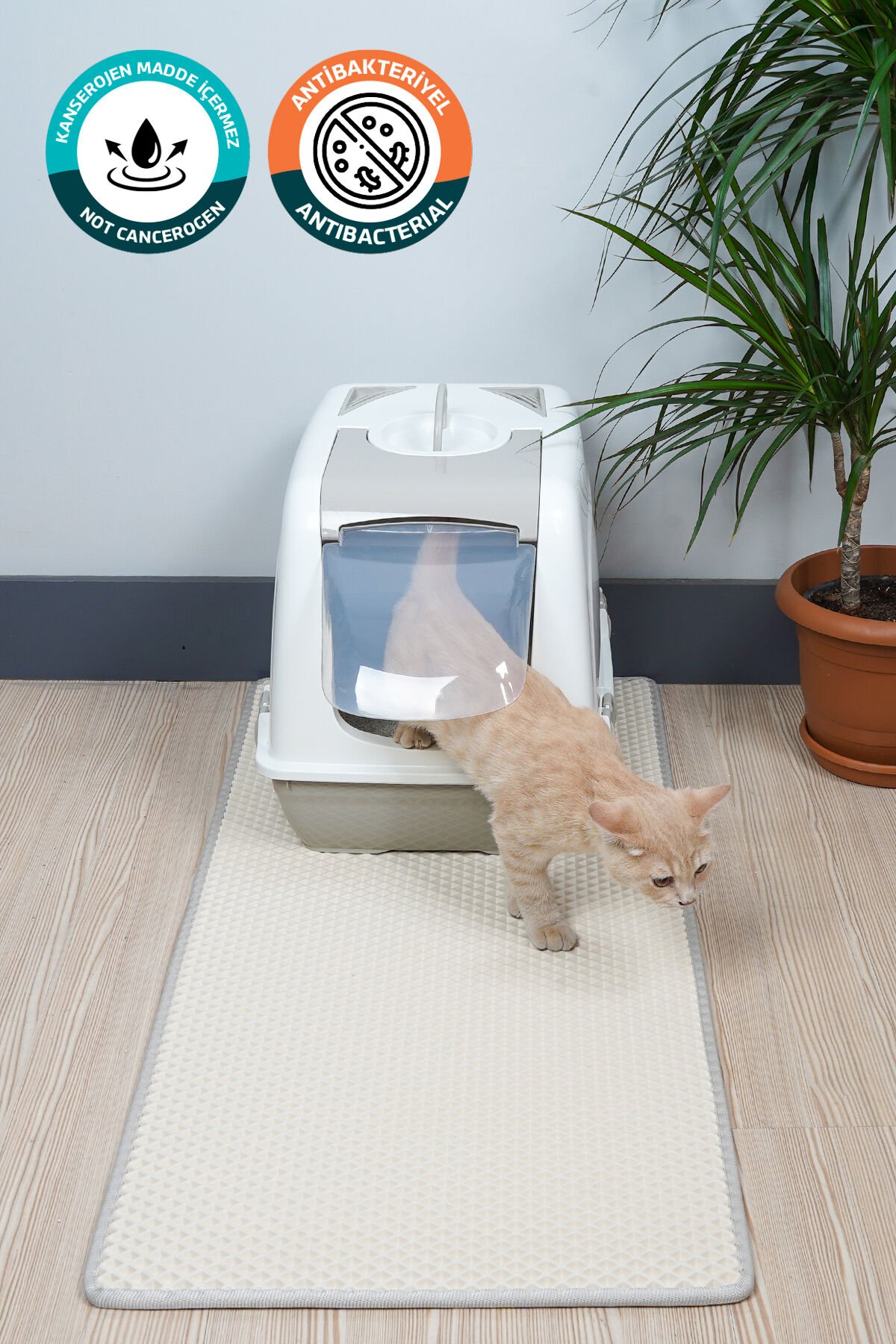 (50X110 CM) HÜCRELİ KEDİ KUMU PASPASI KEDİ MATI KEDİ TUVALET ÖNÜ PASPASI Beyaz